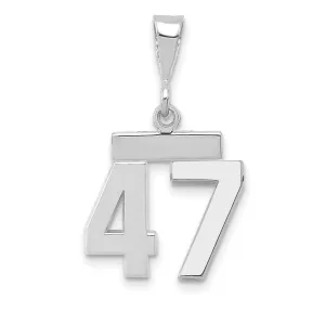 14k White Gold Polished Finish Small Size Number 47 Charm Pendant