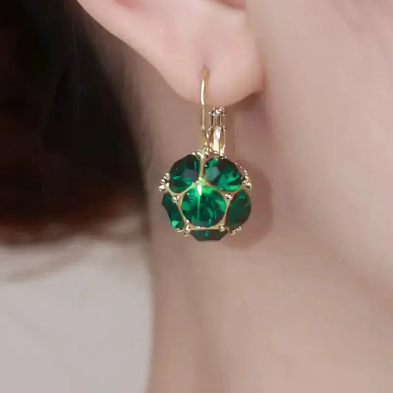 2023 New Fashion Trend Unique Design Elegant Delicate Light Luxury Zircon Green Opal Earrings Women Jewelry Party Premium Gift