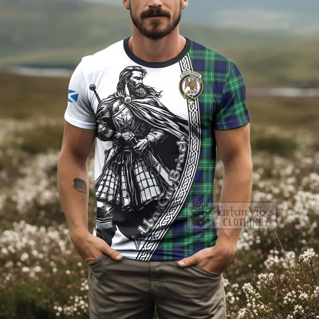 Abercrombie Tartan Clan Crest T-Shirt with Highlander Warrior Celtic Style