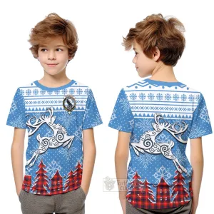 Abernethy Clan Christmas Kid T-Shirt Celtic Reindeer Style