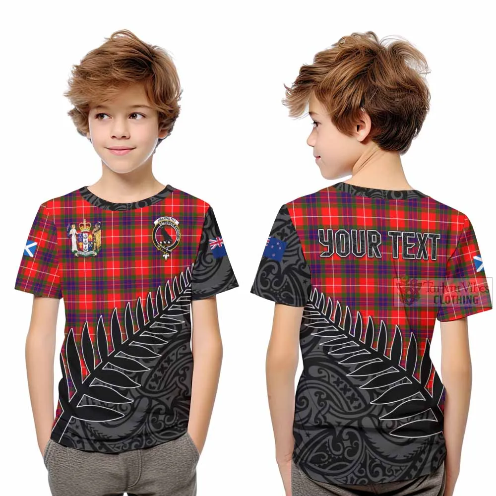 Abernethy Crest Tartan Kid T-Shirt with New Zealand Silver Fern Half Style