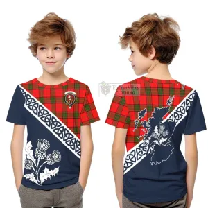 Adair Tartan Kid T-Shirt Featuring Thistle and Scotland Map