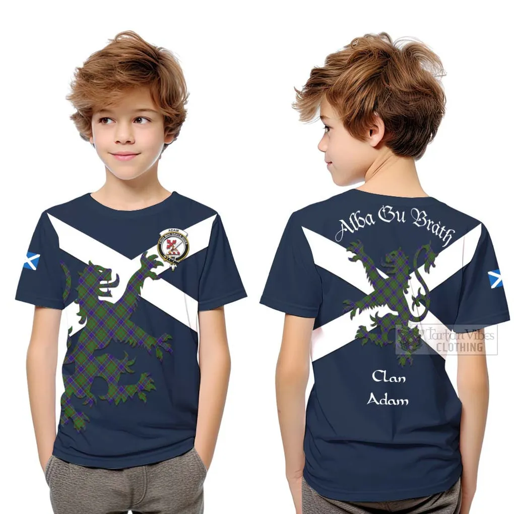 Adam Tartan Lion Rampant Kid T-Shirt Proudly Display Your Heritage with Alba Gu Brath and Clan Name