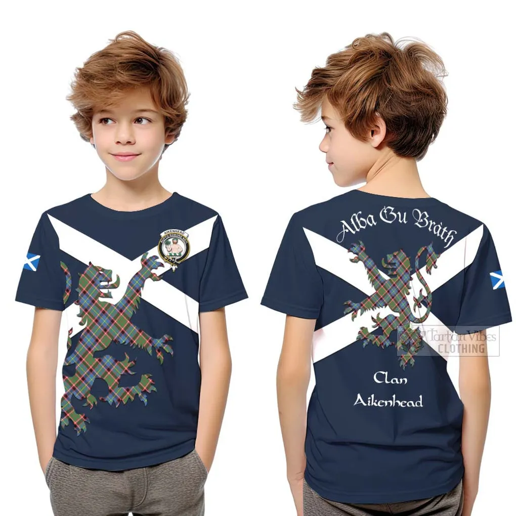 Aikenhead Tartan Lion Rampant Kid T-Shirt Proudly Display Your Heritage with Alba Gu Brath and Clan Name