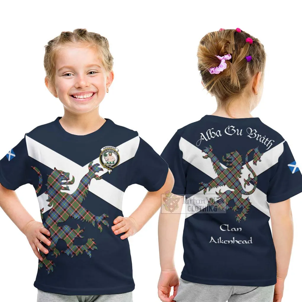 Aikenhead Tartan Lion Rampant Kid T-Shirt Proudly Display Your Heritage with Alba Gu Brath and Clan Name