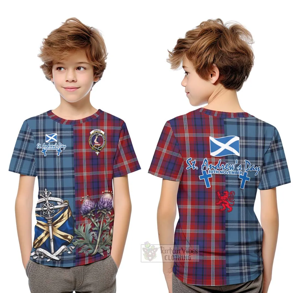 Ainslie Tartan Kid T-Shirt Happy St. Andrew's Day Half Tartan Style