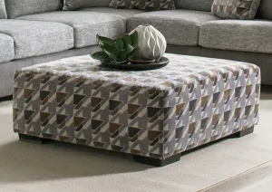 Alannah Patterned Burlap Weave Ottoman