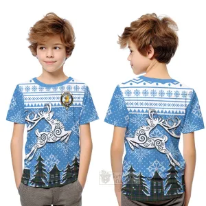 Allison Clan Christmas Kid T-Shirt Celtic Reindeer Style