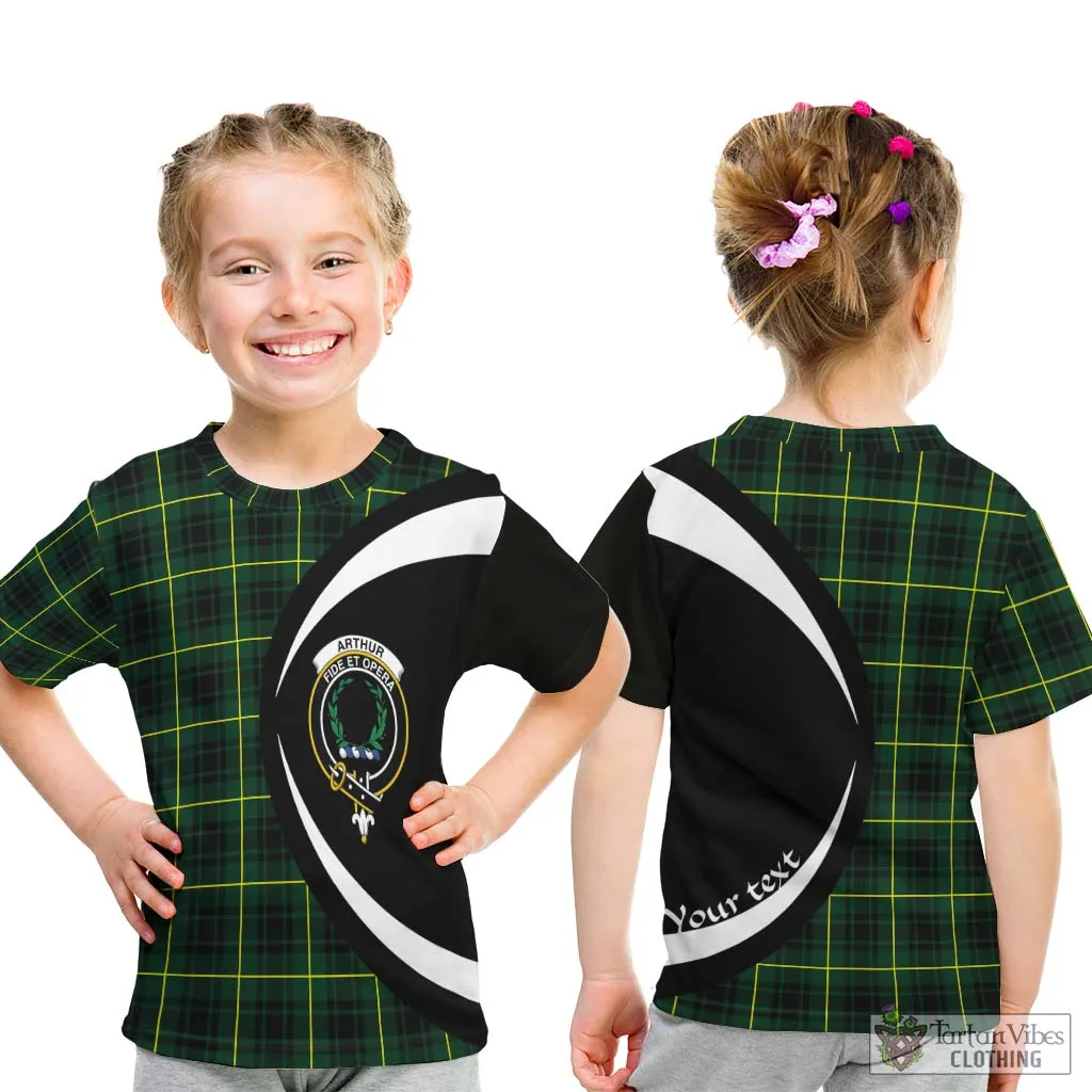 Arthur Modern Tartan Kid T-Shirt with Family Crest Circle Style