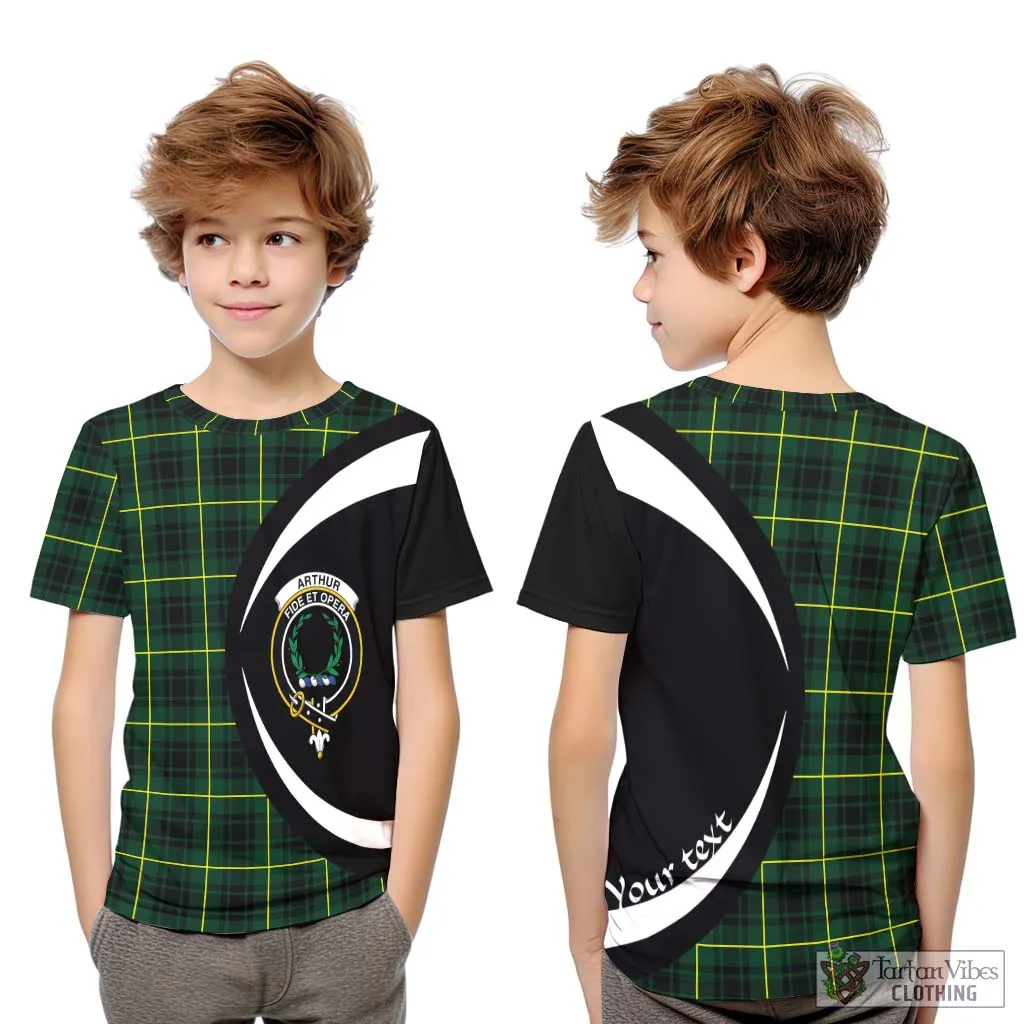 Arthur Modern Tartan Kid T-Shirt with Family Crest Circle Style