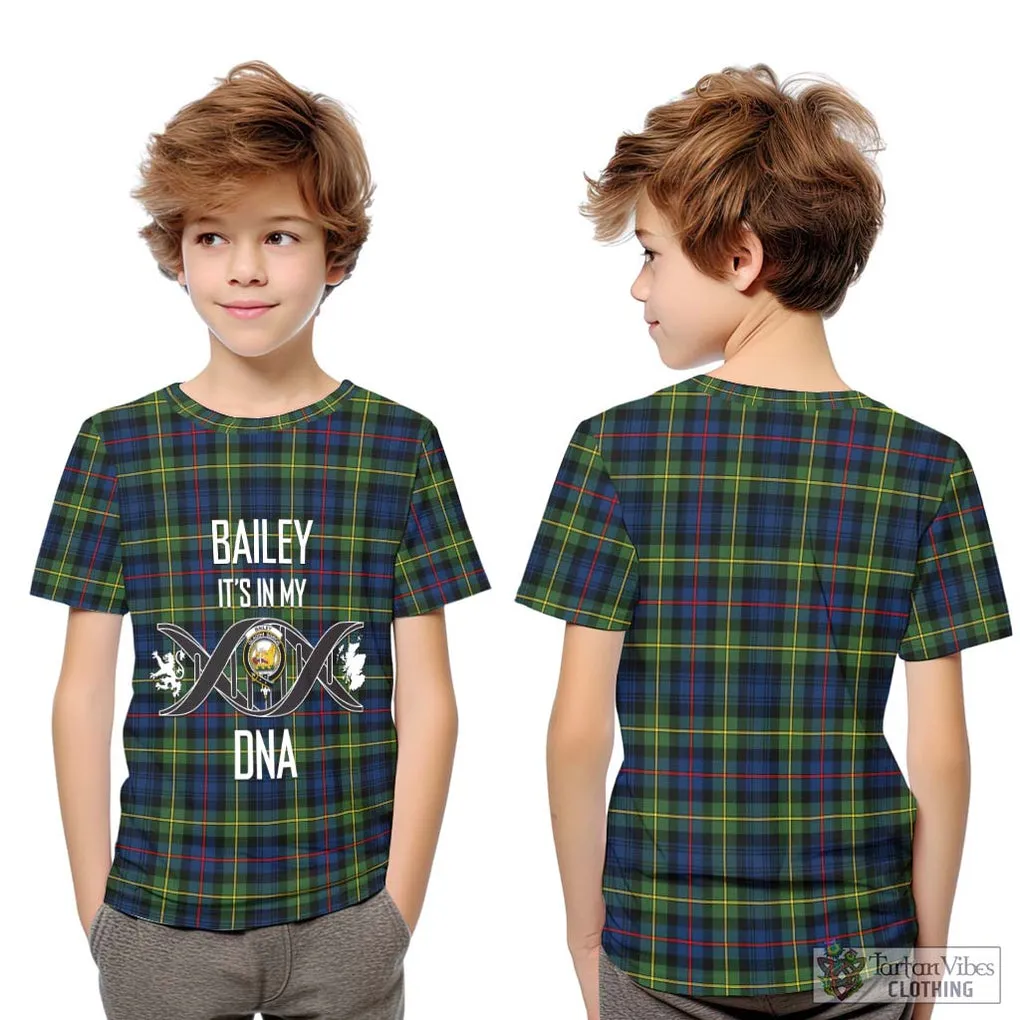 Bailey Modern Tartan Kid T-Shirt with Family Crest DNA In Me Style