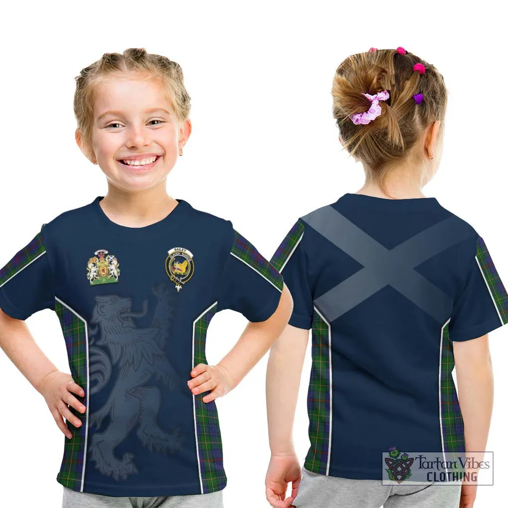 Bailey Tartan Kid T-Shirt with Family Crest and Lion Rampant Vibes Sport Style