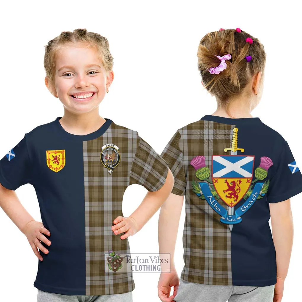 Baillie Dress Tartan Kid T-Shirt Alba with Scottish Lion Royal Arm Half Style