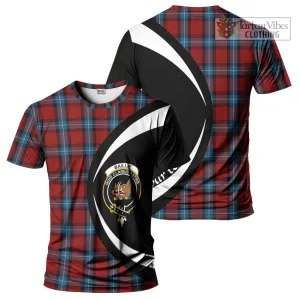 Baillie of Polkemmet Red Tartan T-Shirt with Family Crest Circle Style