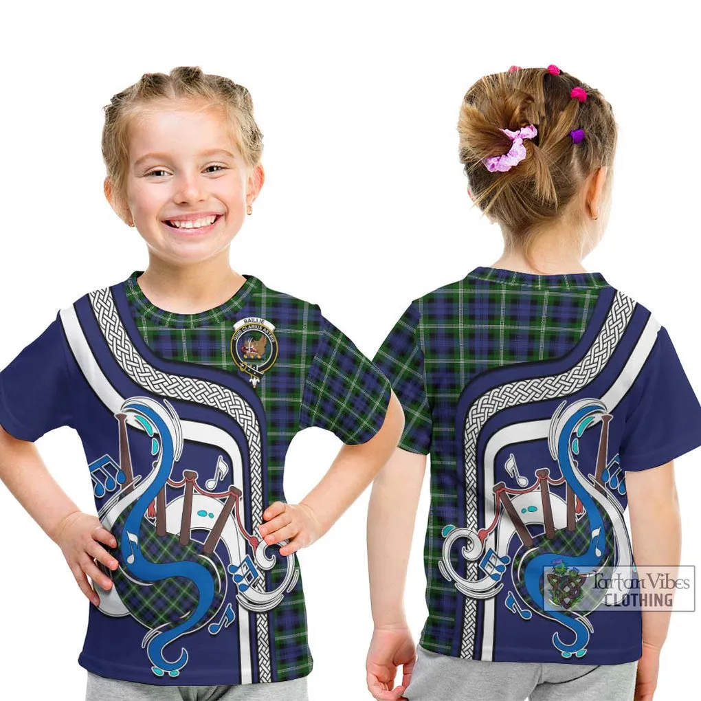 Baillie of Polkemmet Tartan Kid T-Shirt with Epic Bagpipe Style