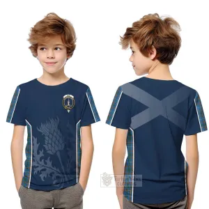 Bain Tartan Kid T-Shirt with Family Crest and Scottish Thistle Vibes Sport Style