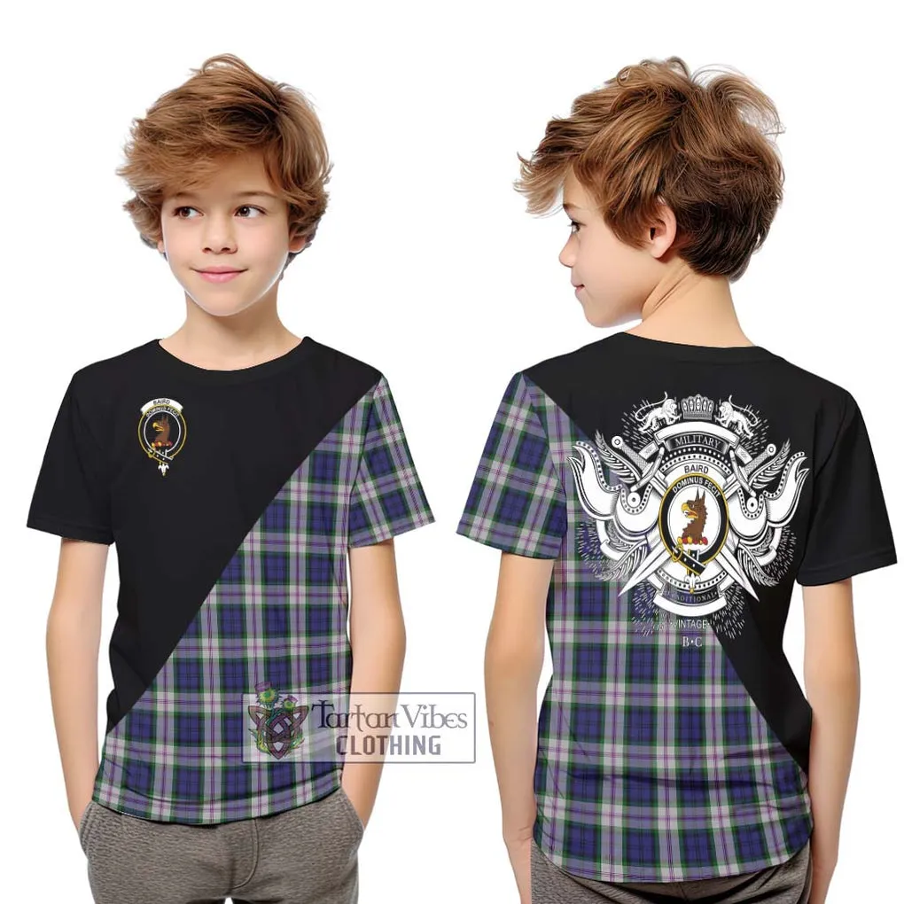 Baird Dress Tartan Kid T-Shirt with Family Crest and Military Logo Style