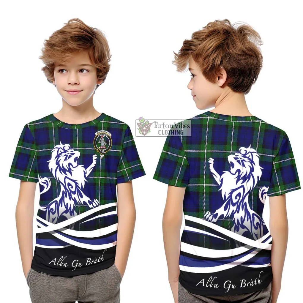 Bannerman Tartan Kid T-Shirt with Alba Gu Brath Regal Lion Emblem