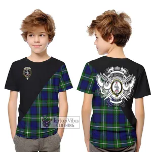 Bannerman Tartan Kid T-Shirt with Family Crest and Military Logo Style