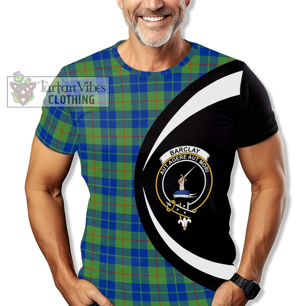 Barclay Hunting Ancient Tartan T-Shirt with Family Crest Circle Style