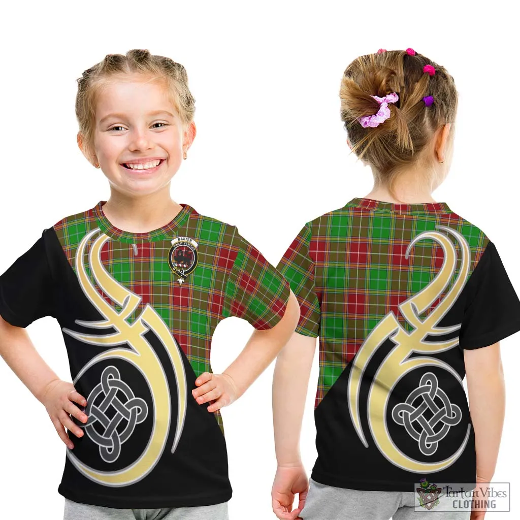 Baxter Modern Tartan Kid T-Shirt with Family Crest and Celtic Symbol Style