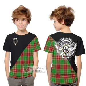 Baxter Modern Tartan Kid T-Shirt with Family Crest and Military Logo Style