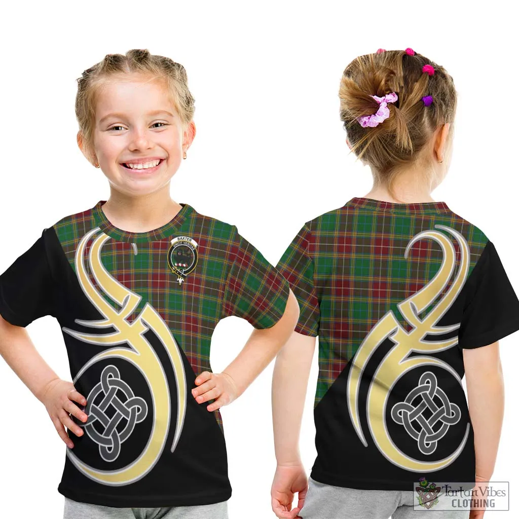 Baxter Tartan Kid T-Shirt with Family Crest and Celtic Symbol Style