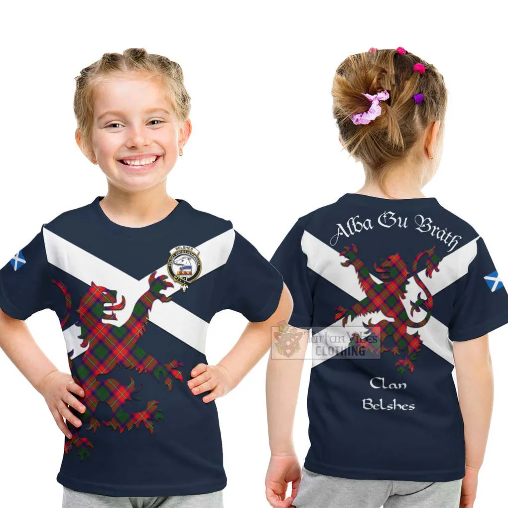 Belshes (Belsches) Tartan Lion Rampant Kid T-Shirt Proudly Display Your Heritage with Alba Gu Brath and Clan Name