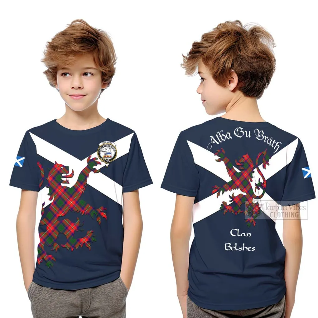 Belshes (Belsches) Tartan Lion Rampant Kid T-Shirt Proudly Display Your Heritage with Alba Gu Brath and Clan Name