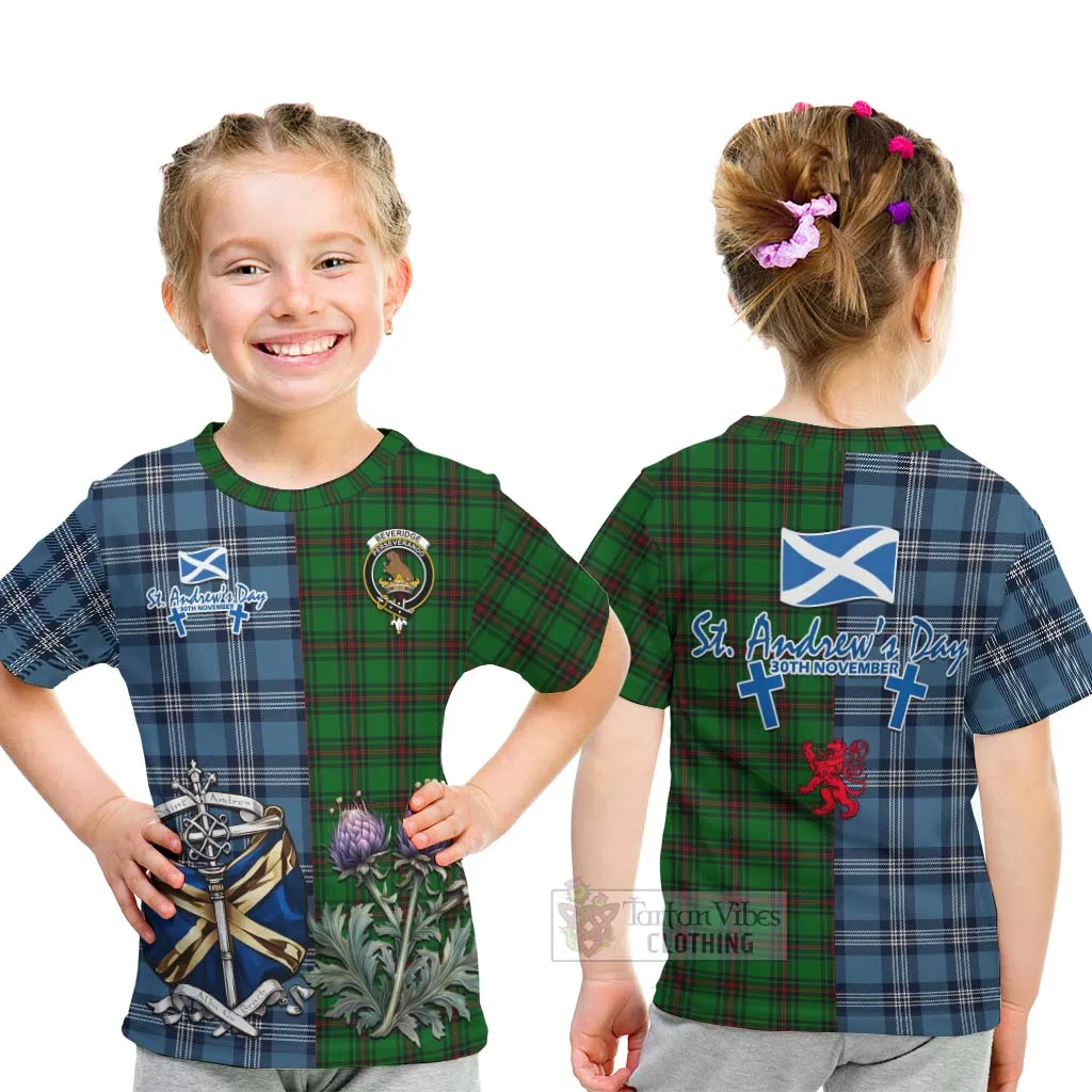 Beveridge Tartan Kid T-Shirt Happy St. Andrew's Day Half Tartan Style