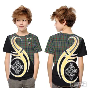 Bisset Tartan Kid T-Shirt with Family Crest and Celtic Symbol Style