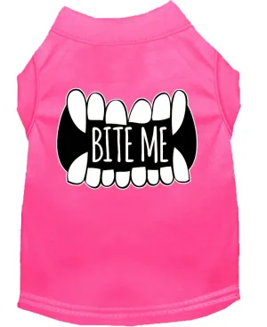 Bite Me Screen Print Dog Shirt Bright Pink Xs (8)