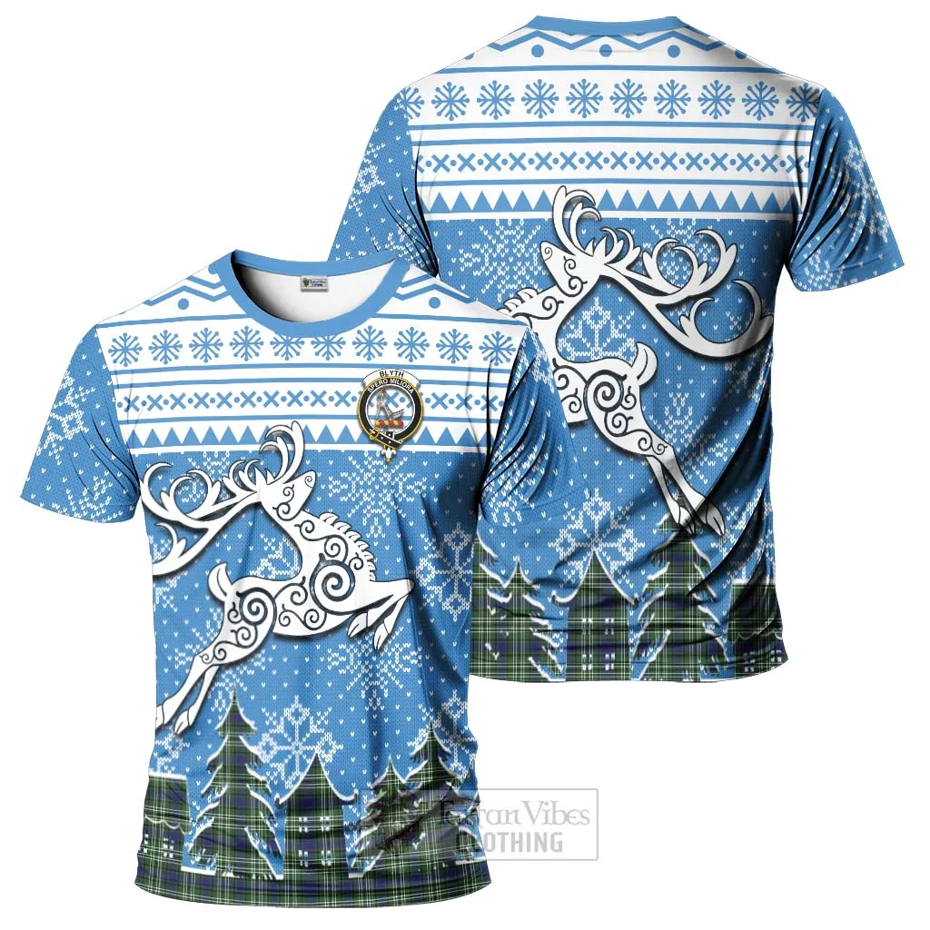 Blyth Clan Christmas T-Shirt Celtic Reindeer Style