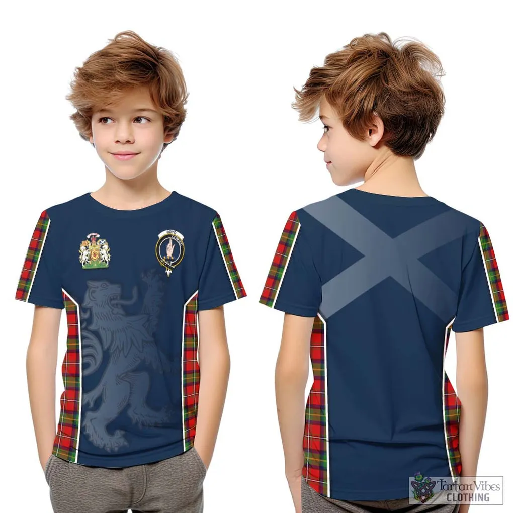 Boyd Tartan Kid T-Shirt with Family Crest and Lion Rampant Vibes Sport Style