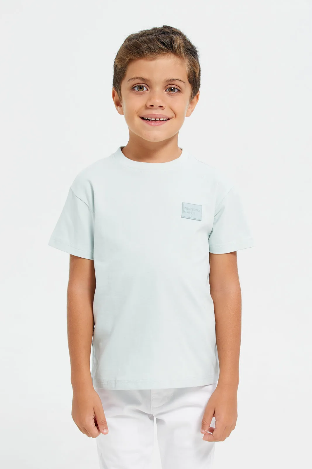 Boys Blue Embroidered T-Shirt