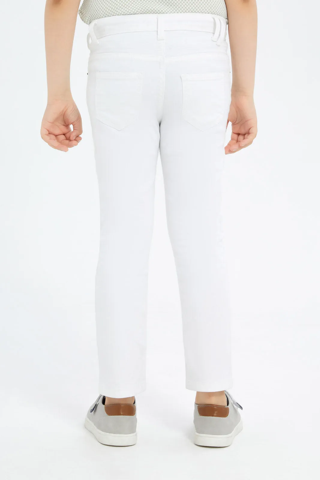 Boys White Biker Jeans