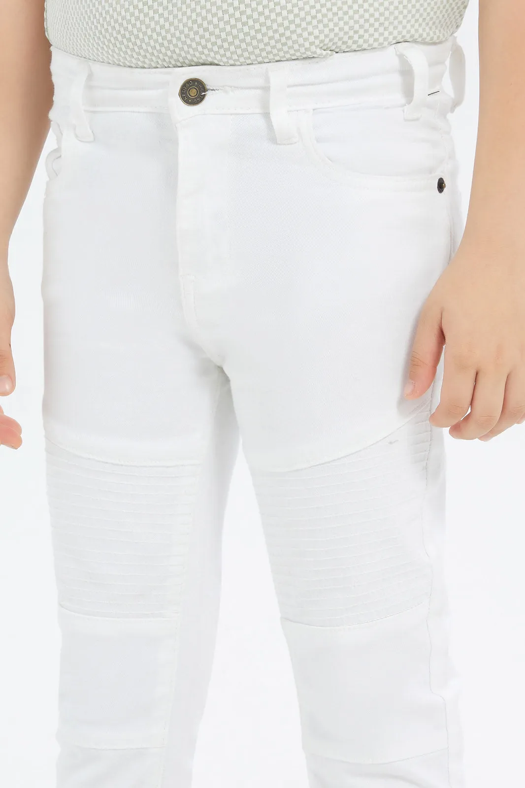 Boys White Biker Jeans