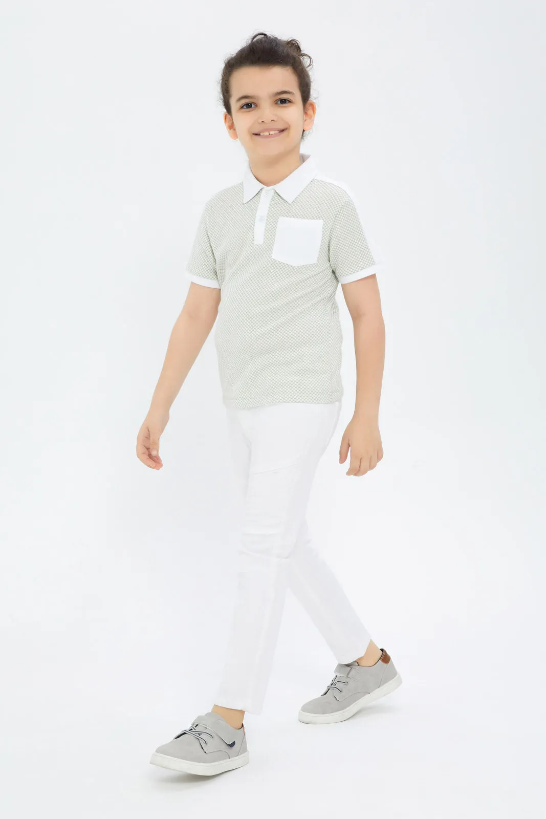 Boys White Biker Jeans