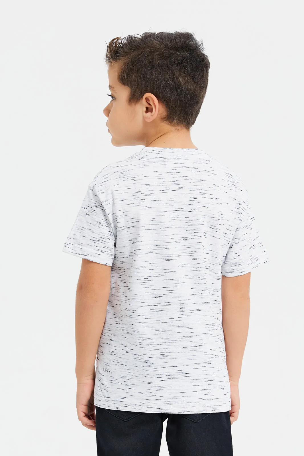 Boys White Skater T-Shirt With Print