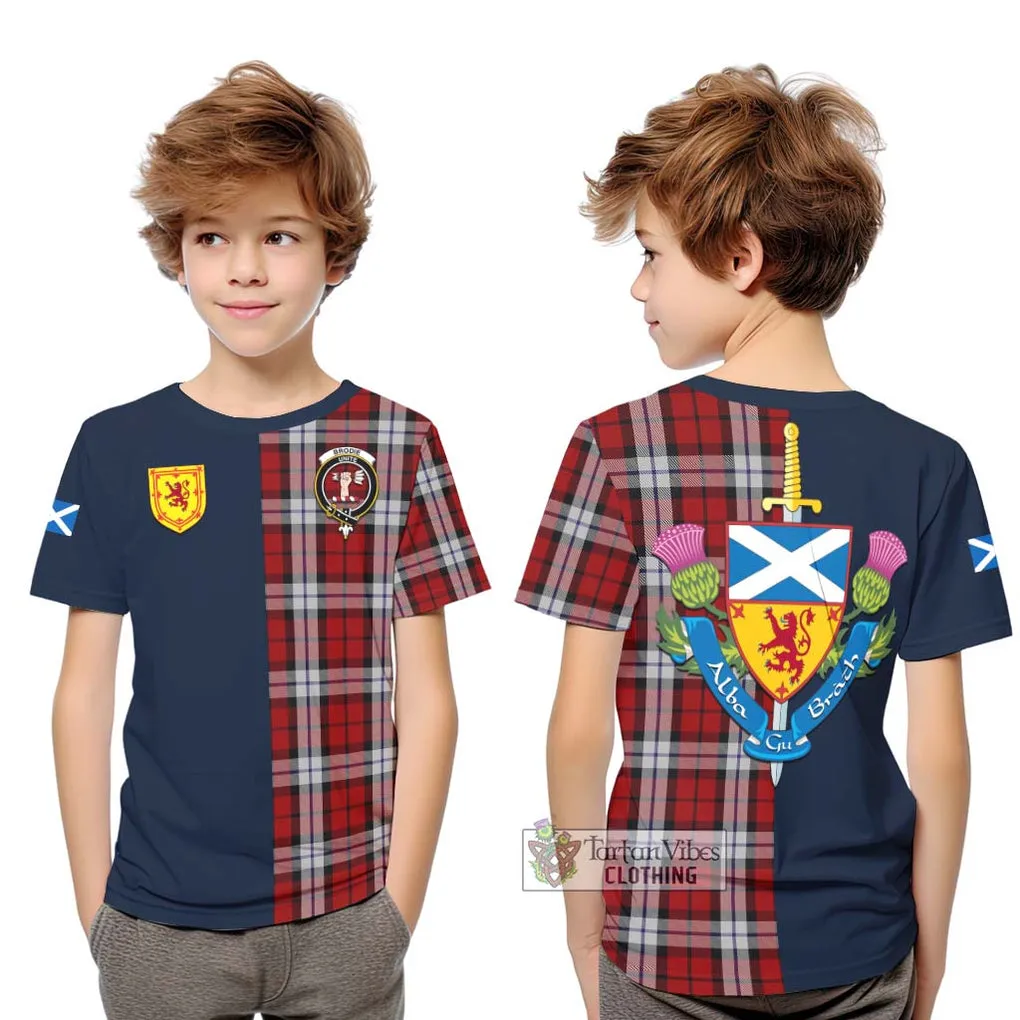 Brodie Dress Tartan Kid T-Shirt Alba with Scottish Lion Royal Arm Half Style