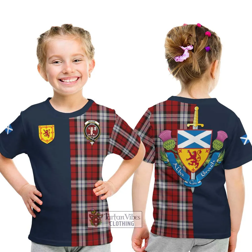 Brodie Dress Tartan Kid T-Shirt Alba with Scottish Lion Royal Arm Half Style