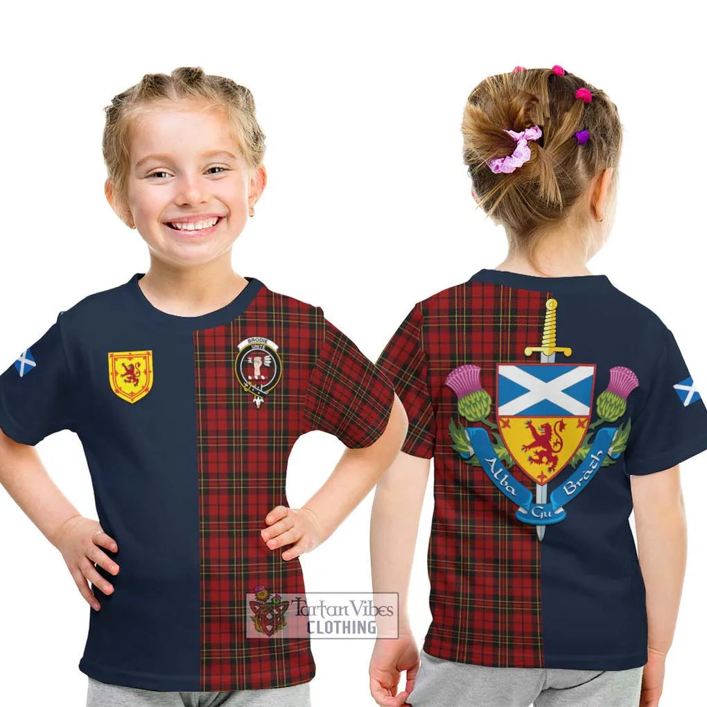 Brodie Tartan Kid T-Shirt Alba with Scottish Lion Royal Arm Half Style