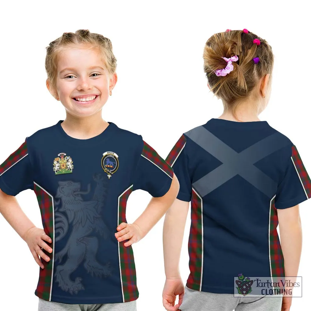 Bruce Old Tartan Kid T-Shirt with Family Crest and Lion Rampant Vibes Sport Style