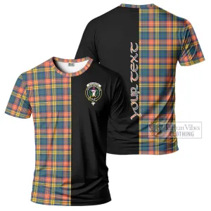 Buchanan Ancient Tartan T-Shirt with Family Crest and Half Of Me Style