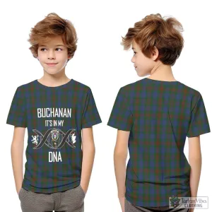 Buchanan Hunting Tartan Kid T-Shirt with Family Crest DNA In Me Style