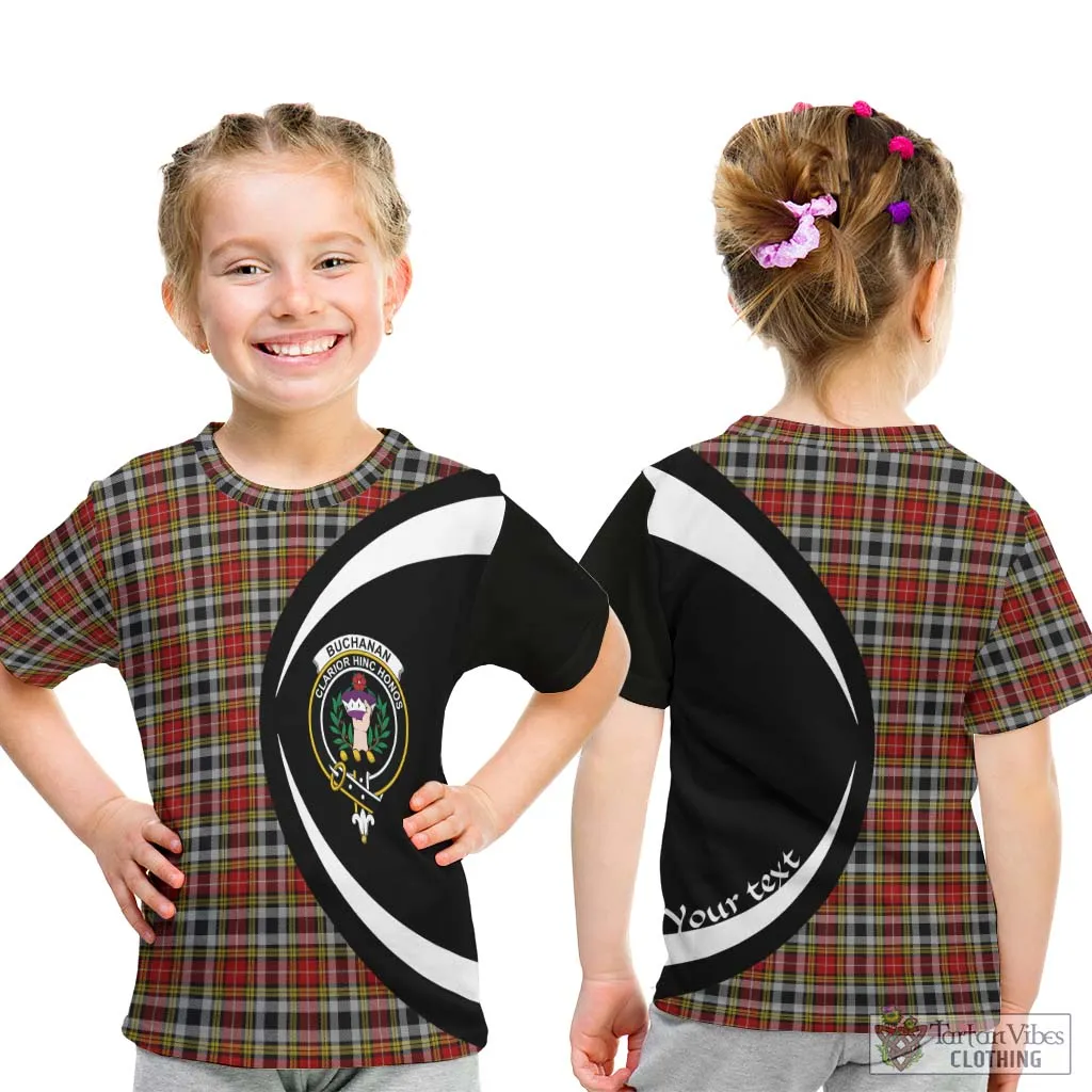 Buchanan Old Dress Tartan Kid T-Shirt with Family Crest Circle Style