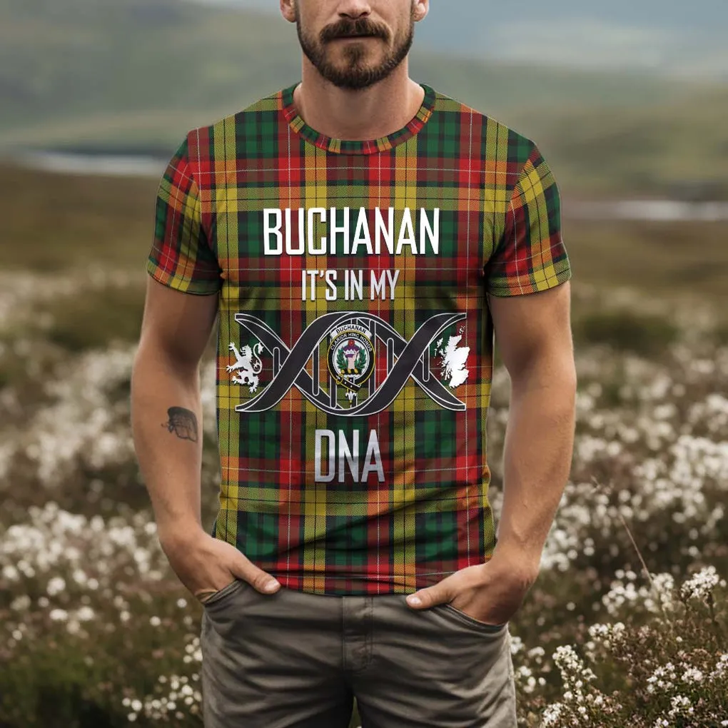 Buchanan Tartan T-Shirt with Family Crest DNA In Me Style