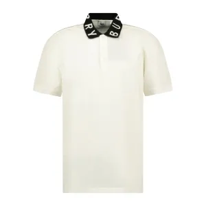 BURBERRYCollar Logo Polo T-Shirt White & Black