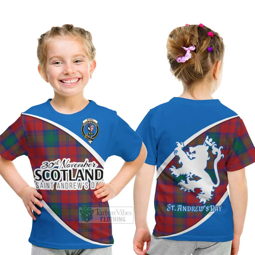 Byres (Byses) Family Crest Tartan Kid T-Shirt Celebrate Saint Andrew's Day in Style