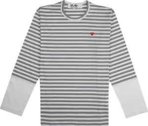 Comme des Garçons PLAY Striped Long-Sleeve T-Shirt 'Grey/White', gray